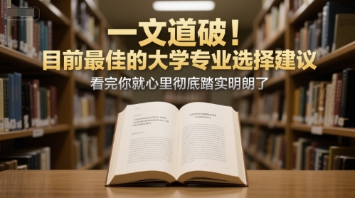 付费文章：一文道破！目前最佳的大学专业选择建议，看完你就心里彻底踏实明朗了-泡泡网创