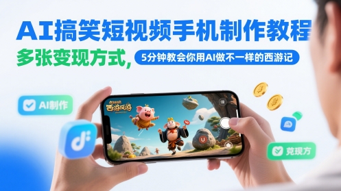 AI搞笑短视频手机制作教程，多张变现方式，5分钟教会你用AI做不一样的西游记-泡泡网创