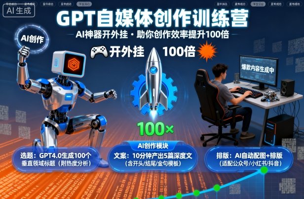 GPT自媒体创作训练营：AI神器开外挂，助你创作效率提升100倍-泡泡网创