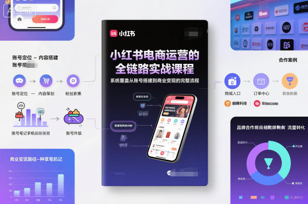 小红书电商运营的全链路实战课程，系统覆盖从账号搭建到商业变现的完整流程-泡泡网创
