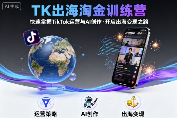 TK出海淘金训练营，助你快速掌握TikTok运营与AI创作，开启出海变现之路-泡泡网创