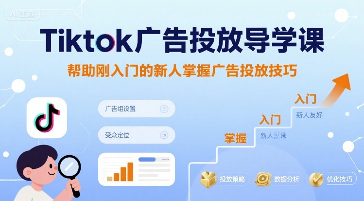 Tiktok广告投放导学课，帮助刚入门的新人掌握广告投放技巧-泡泡网创