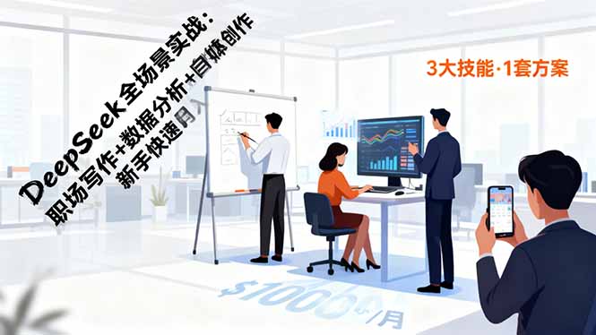 DeepSeek全场景实战：职场写作+数据分析+自媒体创作，新手快速月入过万-泡泡网创