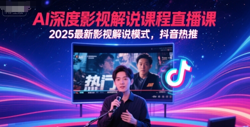 AI深度影视解说课程直播课，2025最新影视解说模式，抖音热推-泡泡网创