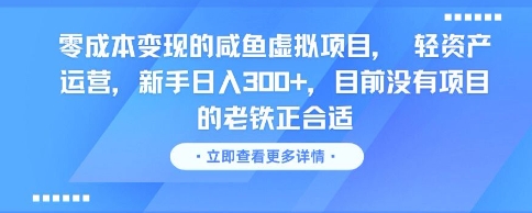 零成本变现的咸鱼虚拟项目， 轻资产运营，新手日入3张+，目前没有项目的老铁正合适-泡泡网创