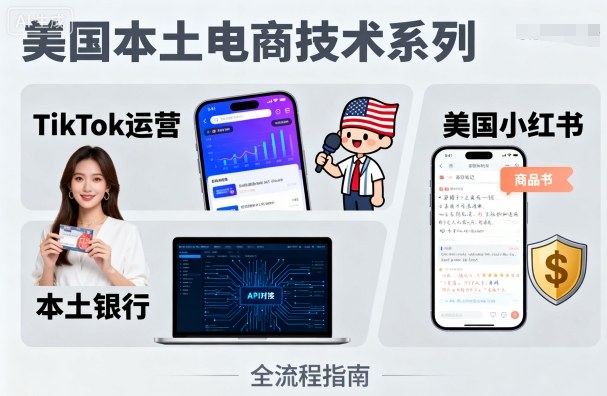 美国本土电商技术，Tiktok 运营篇+美国小红书篇+本土银行篇-泡泡网创