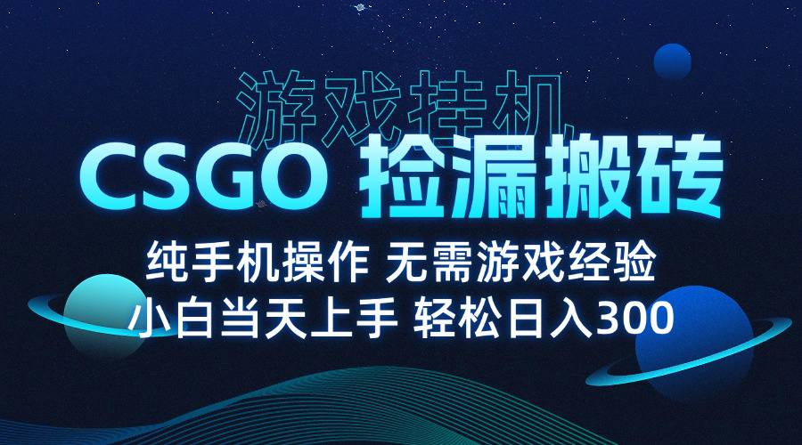 8月最新游戏搬砖，CSGO纯挂机，不需要玩游戏，实现真挂机，月入1W+-泡泡网创