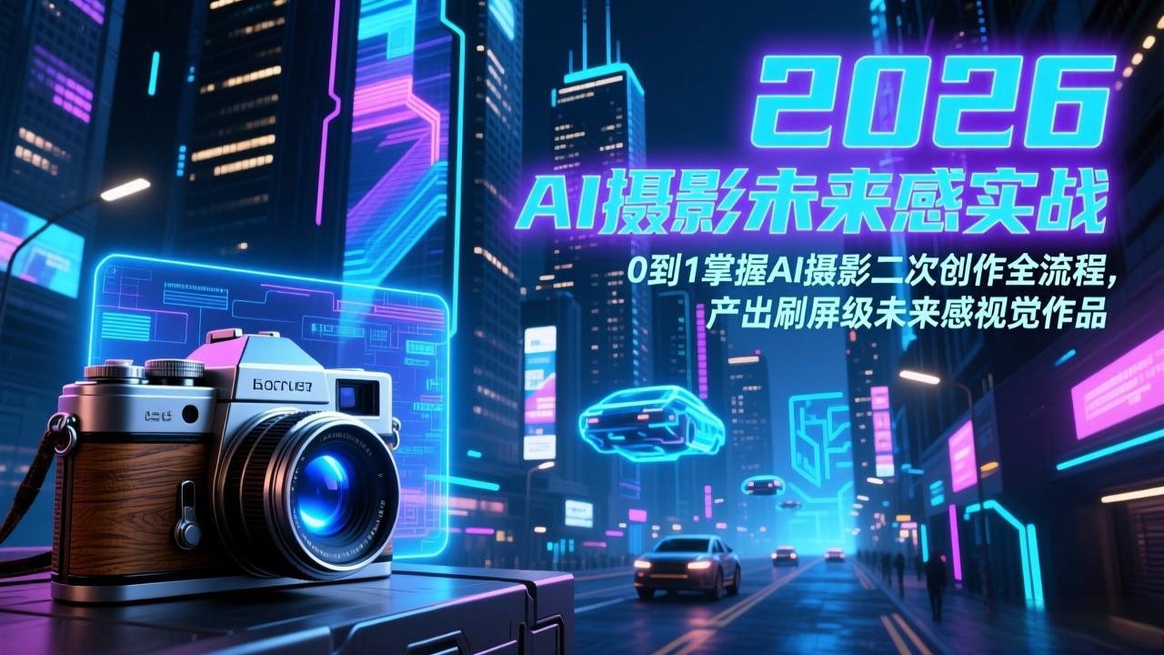 2026 AI摄影未来感实战：0到1掌握AI摄影二次创作全流程，产出刷屏级未来感视觉作品-泡泡网创