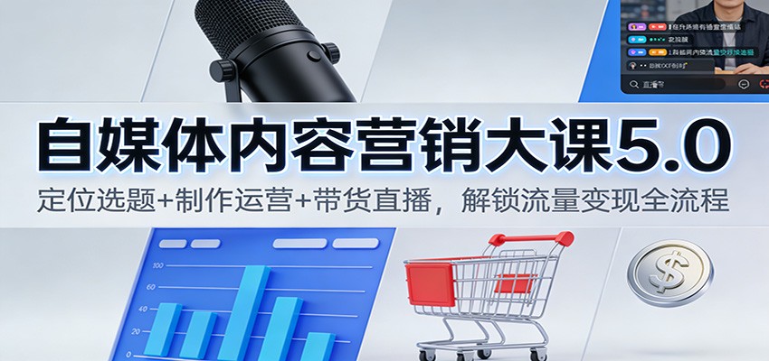 自媒体内容营销大课5.0：定位选题+制作运营+带货直播，解锁流量变现全流程-泡泡网创