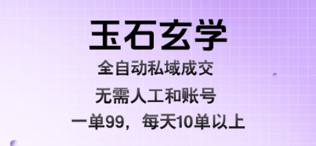 玉石玄学全自动私域成交，一单99每天十单以上，无需人工和矩阵账号，蓝海项目直接干【揭秘】-泡泡网创