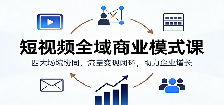 短视频全域商业模式课：四大场域协同，流量变现闭环，助力企业增长-泡泡网创