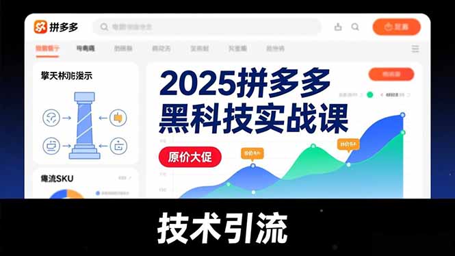 2025拼多多黑科技实战课，擎天柱玩法、爆流SKU、原价大促，技术引流，单店日销轻松破千单-泡泡网创
