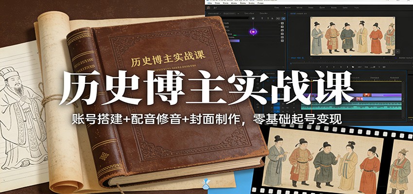 历史博主实战课：账号搭建+配音修音+封面制作，零基础起号变现-泡泡网创