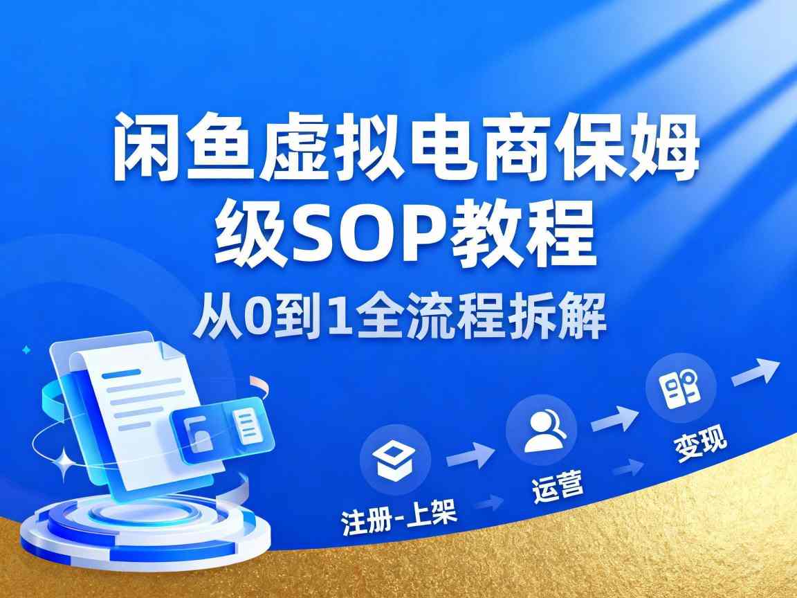 闲鱼虚拟电商，月入轻松过1W，保姆级SOP教程-泡泡网创