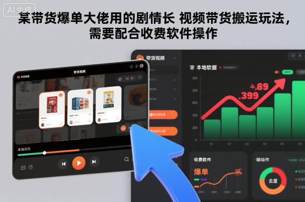 某带货爆单大佬用的剧情长视频带货搬运玩法，需要配合收费软件操作-泡泡网创