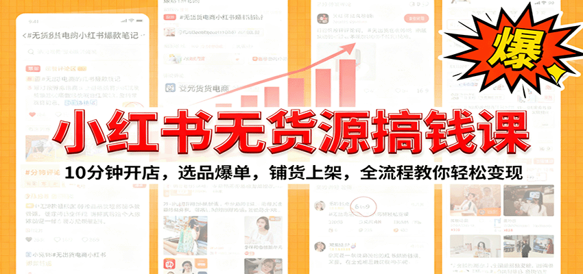 小红书无货源爆单课：10分钟开店，选品爆单，铺货上架，全流程教你轻松变现-泡泡网创