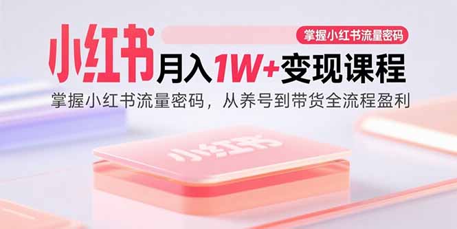 小红书月入1W+变现课程：掌握小红书流量密码，从养号到带货全流程盈利-泡泡网创