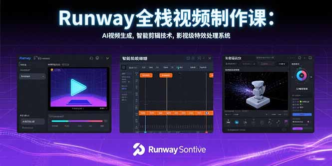 Runway全栈视频制作课：AI视频生成，智能剪辑技术，影视级特效处理系统-泡泡网创