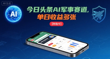 今日头条AI军事赛道，单日收益多张 ，手机可做【附指令】-泡泡网创