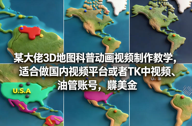 某大佬3D地图科普动画视频制作教学，适合做国内视频平台或者TK中视频、油管账号，賺美金-泡泡网创