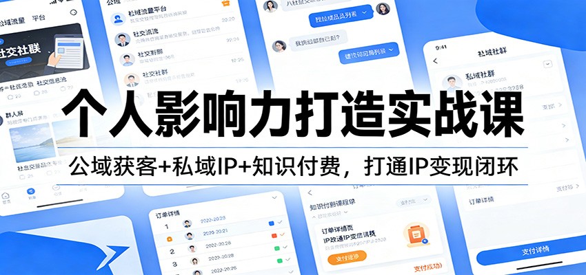 个人影响力打造实战课：公域获客+私域IP+知识付费，打通IP变现闭环-泡泡网创