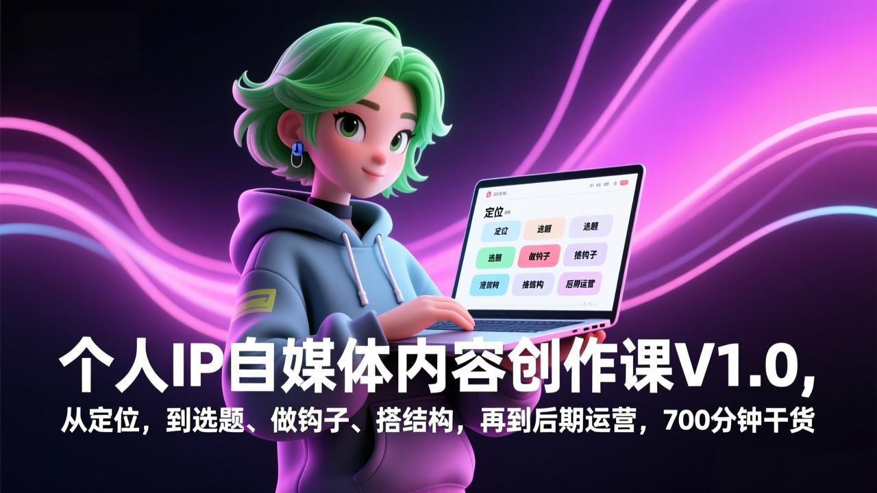 个人IP自媒体内容创作课V1.0，从定位，到选题、做钩子、搭结构，再到后期运营，700分钟干货-泡泡网创