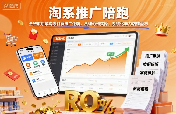 淘系推广陪跑，全维度讲解淘系付费推广逻辑，从理论到实操，系统化助力店铺盈利-泡泡网创
