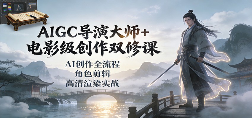 AIGC导演大师+电影级创作双修课：AI创作全流程、角色剪辑、高清渲染实战-泡泡网创