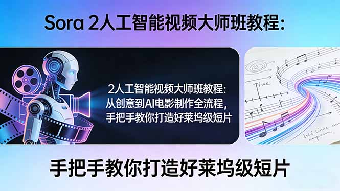 Sora 2人工智能视频大师班教程：从创意到AI电影制作全流程，手把手教你打造好莱坞级短片-泡泡网创
