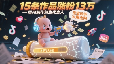 用AI制作幼崽代言人，宝宝的控诉火爆全网，15条作品涨粉13W，单号月入5位数实操教程-泡泡网创