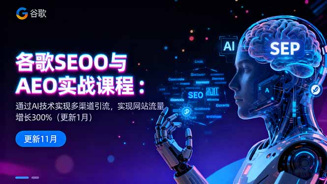 谷歌SEO与AEO实战课程：通过AI技术实现多渠道引流，实现网站流量增长300%-泡泡网创