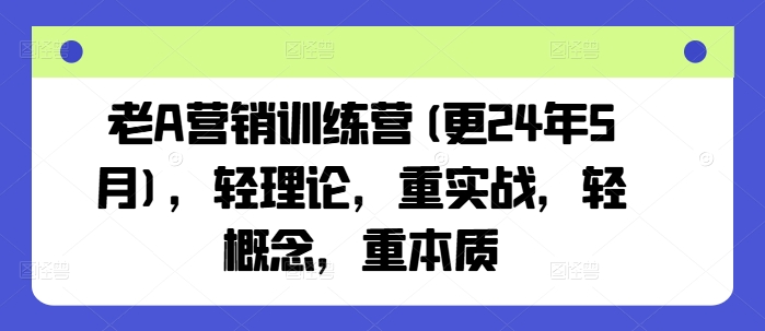 老A营销训练营(更25年3月)，轻理论，重实战，轻概念，重本质-泡泡网创