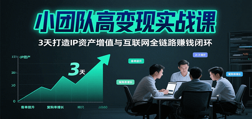 小团队高变现实战课，3天打造IP资产增值与互联网全链路赚钱闭环(第二期)-泡泡网创
