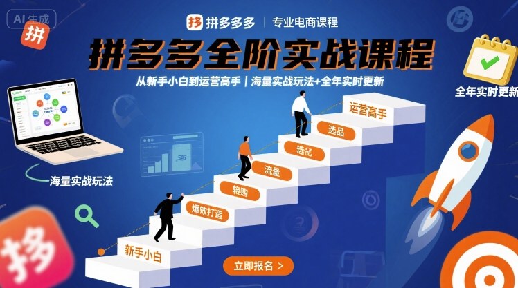 拼多多全阶实战课程，从新手小白到运营高手，海量实战玩法+全年实时更新【2025年9月更新】-泡泡网创