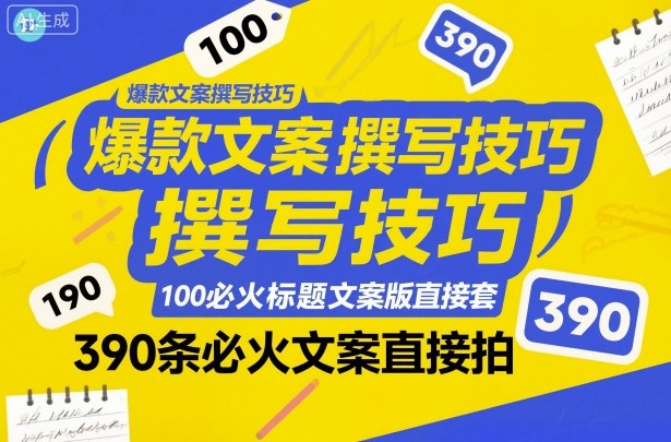 爆款文案撰写技巧，100个必火标题文案模版直接套，390条必火文案直接拍-泡泡网创
