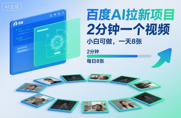 百度AI拉新项目，2分钟一个视频，小白可做，一天8张【附案例+保姆级教程】-泡泡网创