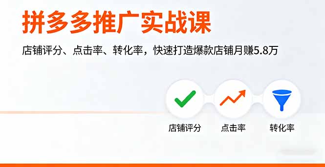 拼多多推广实战课，店铺评分、点击率、转化率，快速打造爆款店铺月赚5.8万-泡泡网创