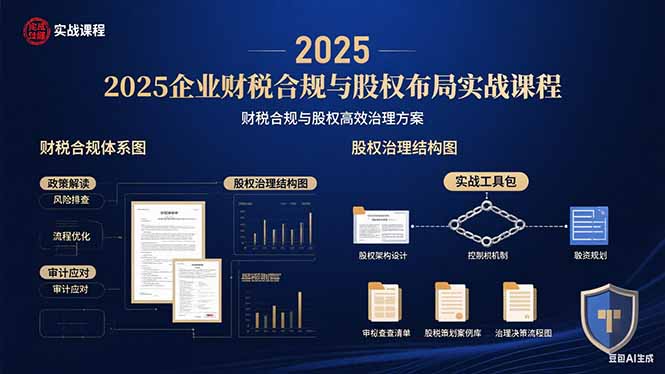 2025企业财税合规与股权布局的实战课程：财税合规与股权高效治理方案-泡泡网创
