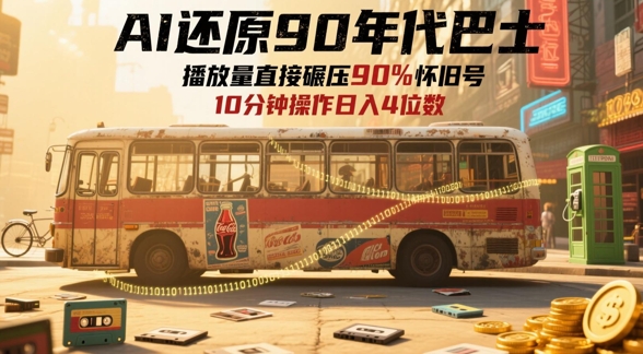 AI还原90年代巴士，一帧就让70后泪崩，播放量直接碾压90%怀旧号，每天操作十分钟，日入四位数-泡泡网创