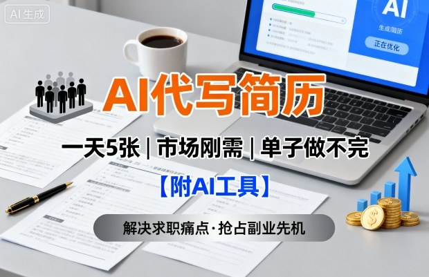 AI代写简历，一天5张，今年找工作难，市场刚需，单子做不完【附AI工具】-泡泡网创