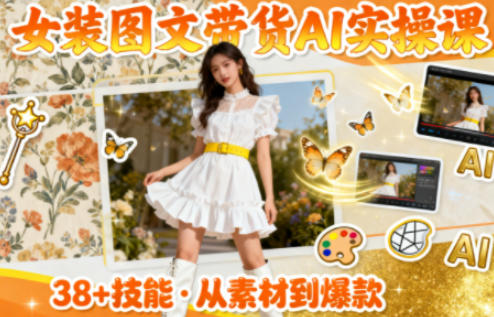 女装图文带货的AI实操课，覆盖38个实用技能，快速提升素材制作效率-泡泡网创