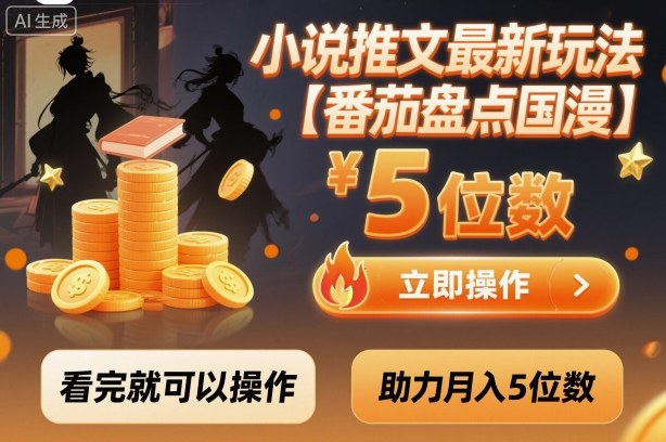 小说推文最新玩法，助力月入5位数【番茄盘点国漫】玩法，看完就可以操作-泡泡网创