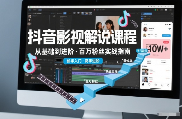 抖音百万粉丝影视解说课程，基础到进阶课，适合新手和进阶学习-泡泡网创