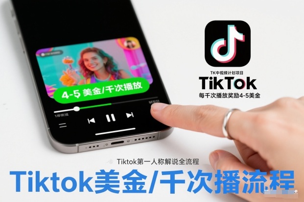 TK中视频计划项目，Tiktok第一人称解说流程，每干次播放奖励4-5美金-泡泡网创