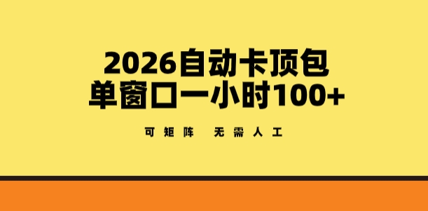 2026自动卡顶包玩法，单窗口一小时100+，可矩阵操作，无需人工【揭秘】-泡泡网创