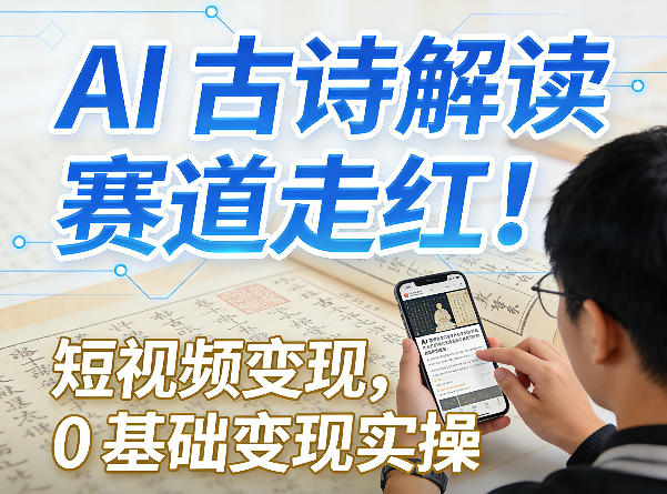 AI古诗解读赛道走红！短视频变现，0基础变现实操-泡泡网创