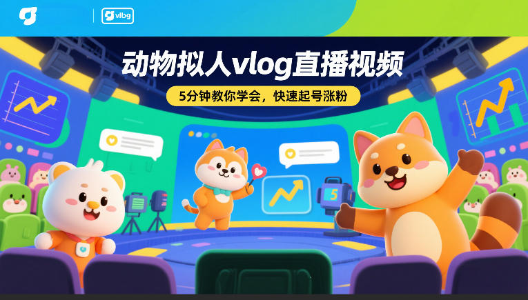 动物拟人vlog直播视频，5分钟教你学会，快速起号涨粉-泡泡网创