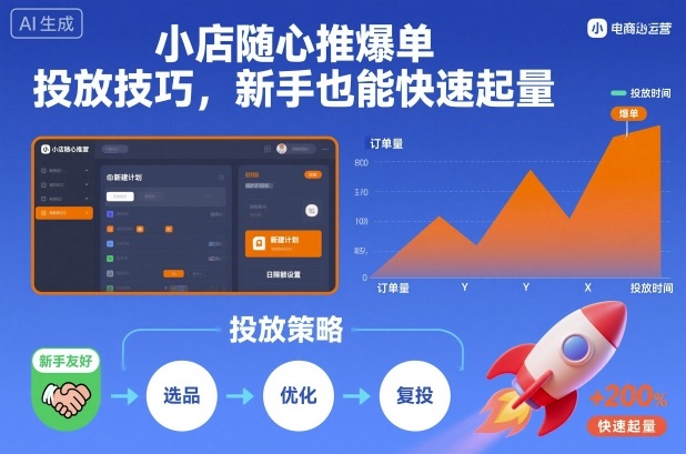 小店随心推爆单投放技巧，新手也能快速起量-泡泡网创