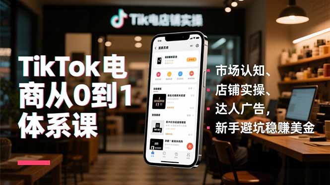 TikTok电商从0到1体系课，市场认知、店铺实操、达人广告，新手避坑稳赚美金-泡泡网创