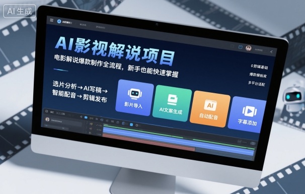 AI影视解说项目，电影解说爆款制作全流程，新手也能快速掌握-泡泡网创